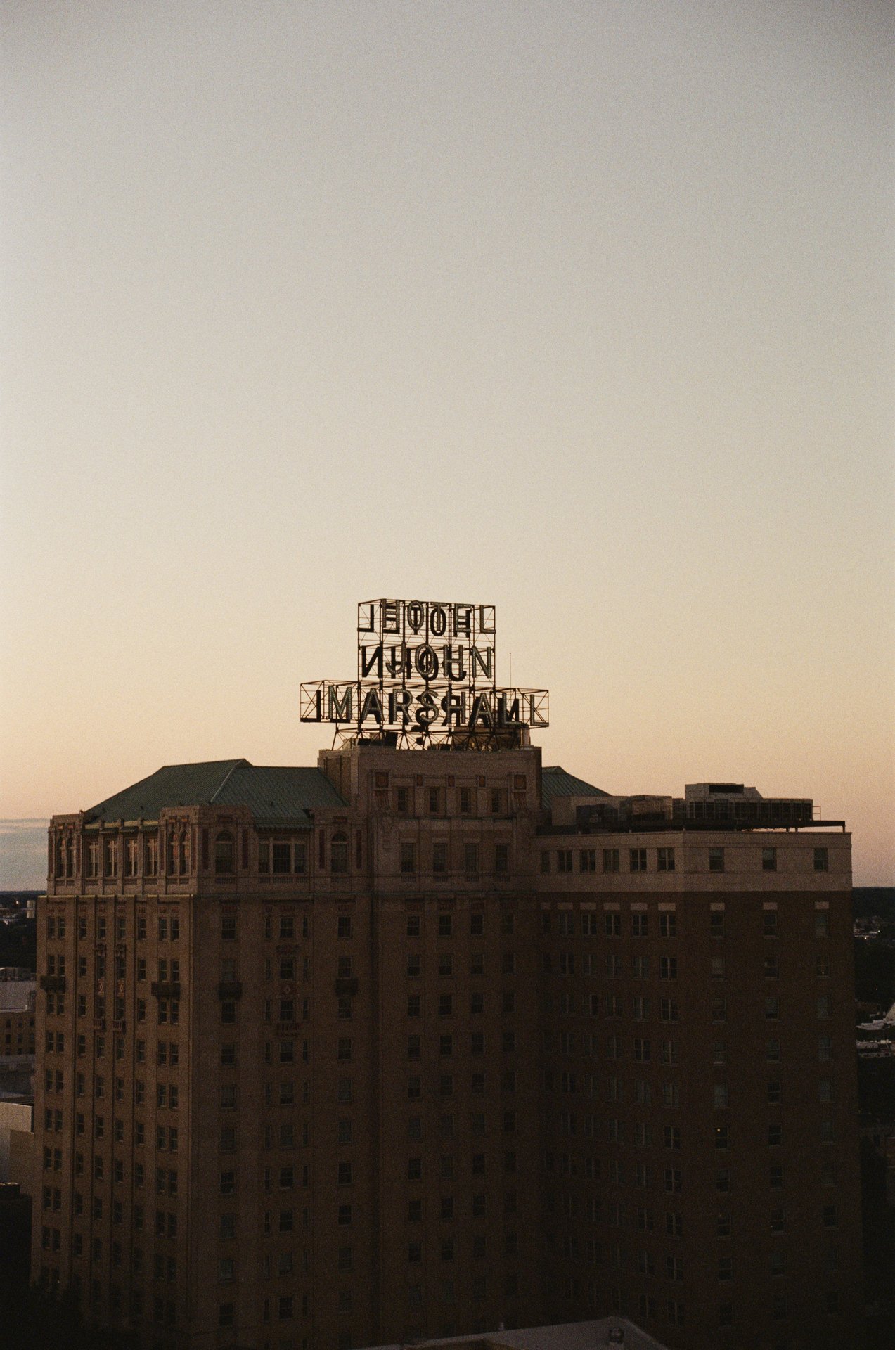Hotel Sign Dusk Silhouette